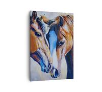 Impression sur Toile 70x100cm Tableaux Image Photo cheval animal lien Decoration
