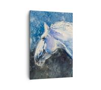 Impression sur Toile 70x100cm Tableaux Image Photo Cheval Aquarelle Portrait