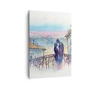 Impression sur Toile 70x100cm Tableaux Image Photo Couple Amour Ville Pont
