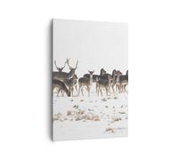 Impression sur Toile 70x100cm Tableaux Image Photo Deer hiver faune paysage