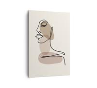 Impression sur Toile 70x100cm Tableaux Image Photo Dessin Single-Line Femme