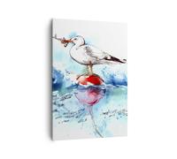 Impression sur Toile 70x100cm Tableaux Image Photo Eau poissons Mouette faim
