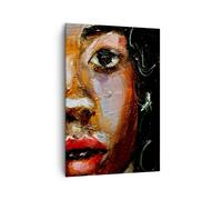 Impression sur Toile 70x100cm Tableaux Image Photo Empâtement Portrait Africain