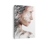 Impression sur Toile 70x100cm Tableaux Image Photo Femme Double Exposition