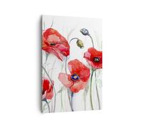 Impression sur Toile 70x100cm Tableaux Image Photo fleur coquelicot prairie