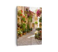 Impression sur Toile 70x100cm Tableaux Image Photo fleur rue maison Decoration