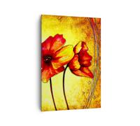 Impression sur Toile 70x100cm Tableaux Image Photo Fleurs panneaux tige lignes