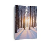 Impression sur Toile 70x100cm Tableaux Image Photo forêt hiver neige Decoration