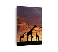 Impression sur Toile 70x100cm Tableaux Image Photo Girafe Afrique Soleil Safari