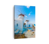 Impression sur Toile 70x100cm Tableaux Image Photo Grèce île côte maison