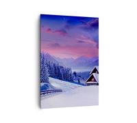 Impression sur Toile 70x100cm Tableaux Image Photo Hiver paysage gelée neige