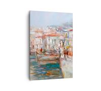 Impression sur Toile 70x100cm Tableaux Image Photo Île Bateaux Port Decoration