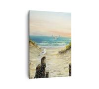 Impression sur Toile 70x100cm Tableaux Image Photo Impressionnisme Mouettes Côte