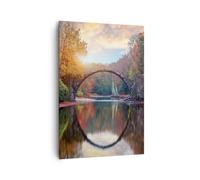 Impression sur Toile 70x100cm Tableaux Image Photo Jardin Rhododendrons Pont