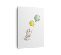 Impression sur Toile 70x100cm Tableaux Image Photo Lapin Ballons Pour Enfants