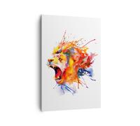Impression sur Toile 70x100cm Tableaux Image Photo Lion moderne peinture animal