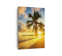 Impression sur Toile 70x100cm Tableaux Image Photo mer plage palmier Decoration