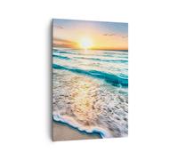 Impression sur Toile 70x100cm Tableaux Image Photo mer vague plage Decoration