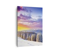 Impression sur Toile 70x100cm Tableaux Image Photo montagnes neige hiver