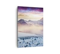 Impression sur Toile 70x100cm Tableaux Image Photo montagnes neige hiver