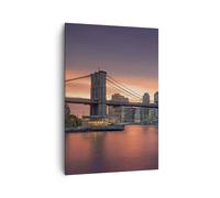 Impression sur Toile 70x100cm Tableaux Image Photo Nouveau york pont nuit