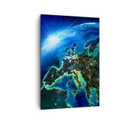 Impression sur Toile 70x100cm Tableaux Image Photo Nuit espace monde vue