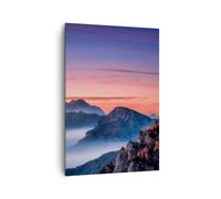Impression sur Toile 70x100cm Tableaux Image Photo Ouest Le Soleil Montagnes