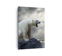 Impression sur Toile 70x100cm Tableaux Image Photo Ours animaux eau glace