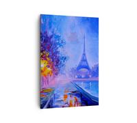 Impression sur Toile 70x100cm Tableaux Image Photo Paris Lanternes Eiffel