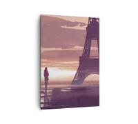 Impression sur Toile 70x100cm Tableaux Image Photo Paris ville nuit Decoration