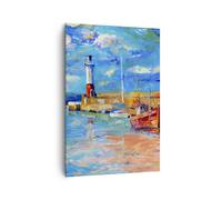 Impression sur Toile 70x100cm Tableaux Image Photo phare mer Art Decoration