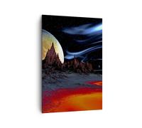 Impression sur Toile 70x100cm Tableaux Image Photo Planète lune univers