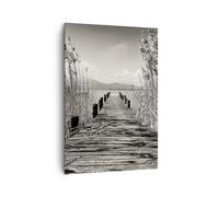 Impression sur Toile 70x100cm Tableaux Image Photo Pont Jetée Sépia Decoration