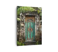 Impression sur Toile 70x100cm Tableaux Image Photo Portail Porte Vert Decoration