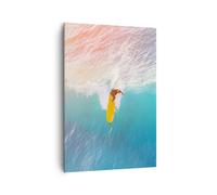Impression sur Toile 70x100cm Tableaux Image Photo Surf Vague Lumière Decoration