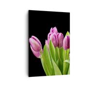 Impression sur Toile 70x100cm Tableaux Image Photo Tulipes bouquet rosée gouttes