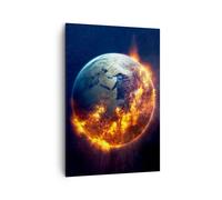 Impression sur Toile 70x100cm Tableaux Image Photo Univers Terre Feu globe