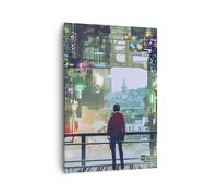 Impression sur Toile 70x100cm Tableaux Image Photo ville pont maison Decoration
