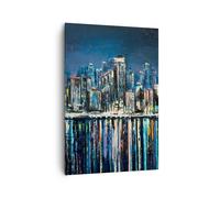 Impression sur Toile 70x100cm Tableaux Image Photo ville vue eau Art Decoration
