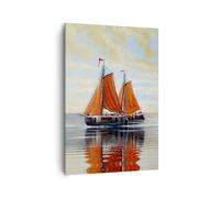 Impression sur Toile 70x100cm Tableaux Image Photo Voiliers Pétrole Orange