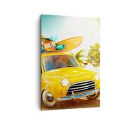 Impression sur Toile 70x100cm Tableaux Image Photo Voiture plage voyage été