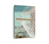 Impression sur Toile 70x100cm Tableaux Image Photo Voyage hamac tropique plage