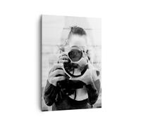 Impression sur Toile 70x100cm Tableaux Image Photographe Noir Et Blanc Double
