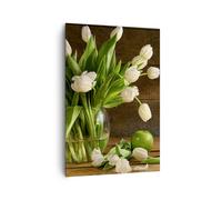 Impression sur Toile 70x100cm Tableaux Image Tulipes pomme bouquet printemps