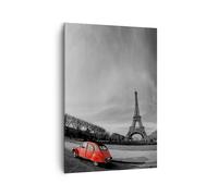 Impression sur Toile 70x100cm Tableaux Image Voiture Eiffle culture architecture