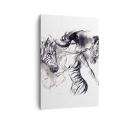 Impression sur Toile 70x100cm Tableaux Image Zèbres mouvement élégance femme