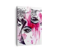Impression sur Toile 70x100cm Tableaux Les femmes visages yeux illustration