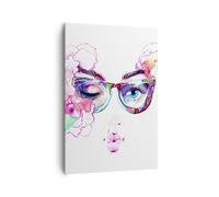 Impression sur Toile 70x100cm Tableaux Lunettes de vue globe oculaire femelle