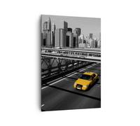 Impression sur Toile 70x100cm Tableaux New York Manhattan pont de Brooklyn taxi