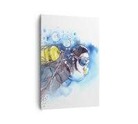 Impression sur Toile 70x100cm Tableaux Plongeur Poissons passe-temps